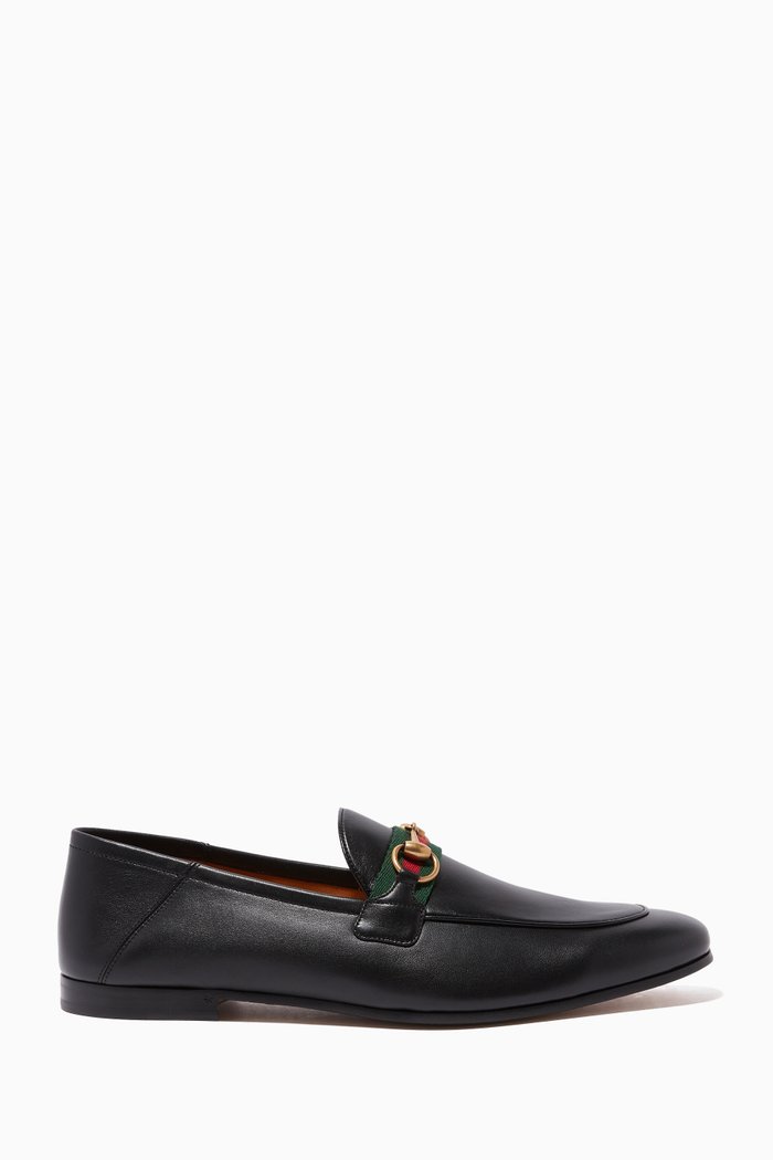 

Web Horsebit Leather Loafers, Black