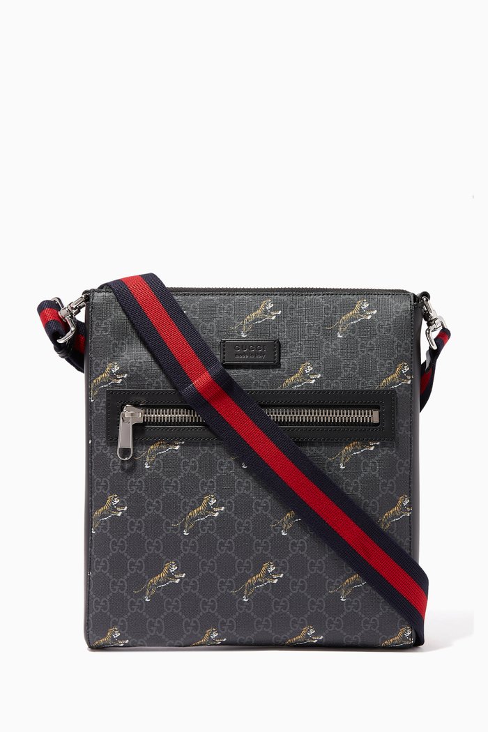 

GG Supreme Tiger-Print Messenger Bag, Black