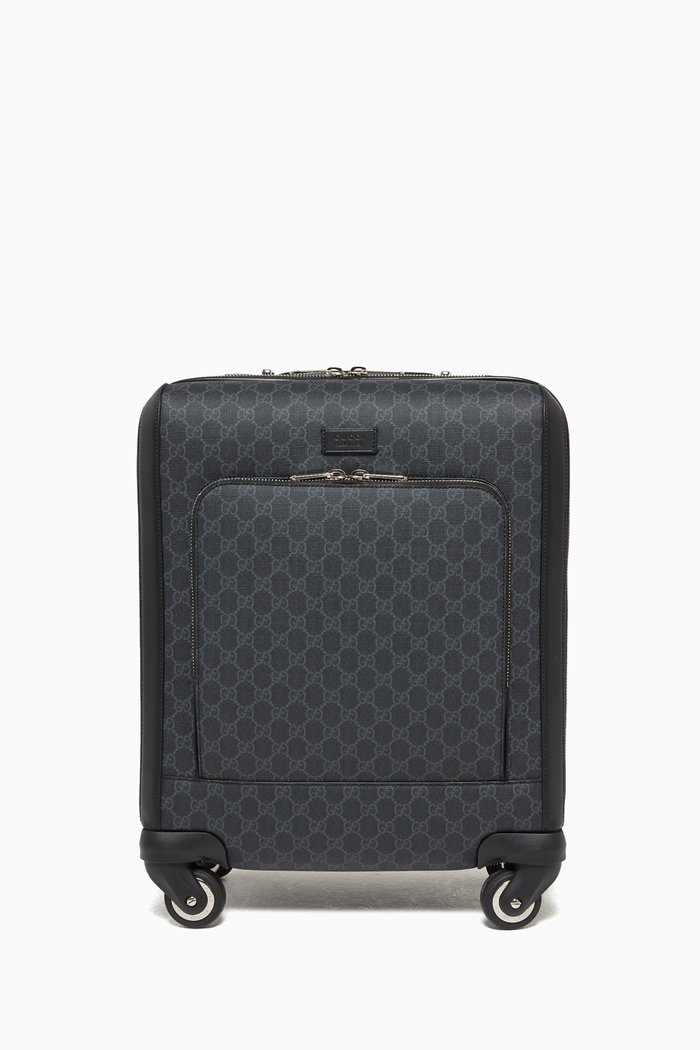 

GG Supreme Leather-Trimmed Suitcase, Black