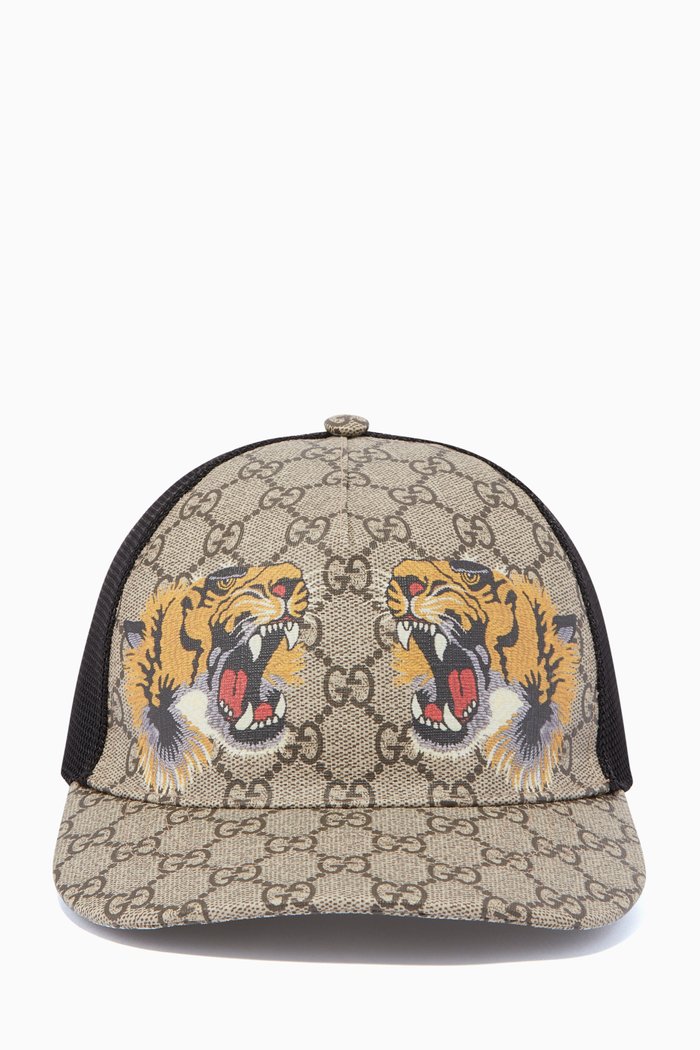

Tiger Print GG Baseball Cap, Neutral