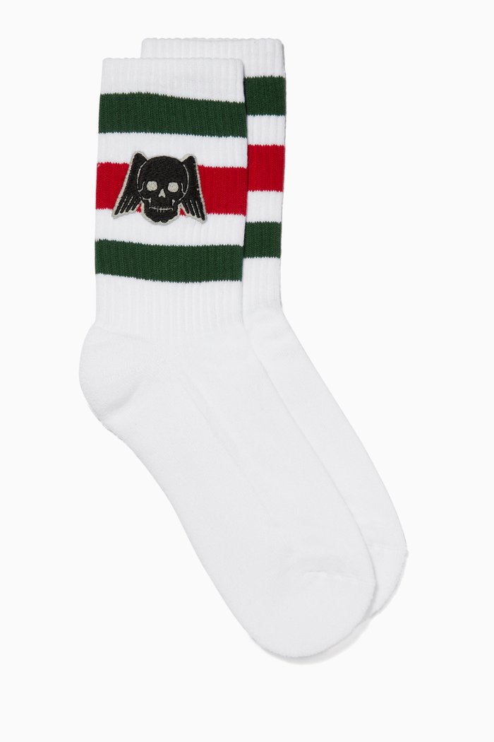

Winged Skull Socks, White