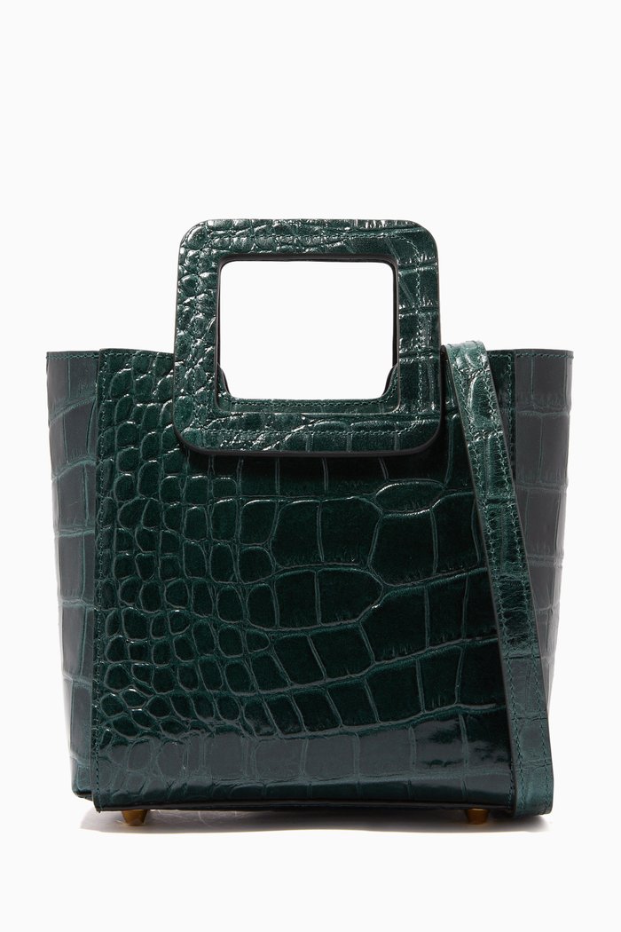 

Mini Shirley Bag in Crocodile-embossed Leather, Green