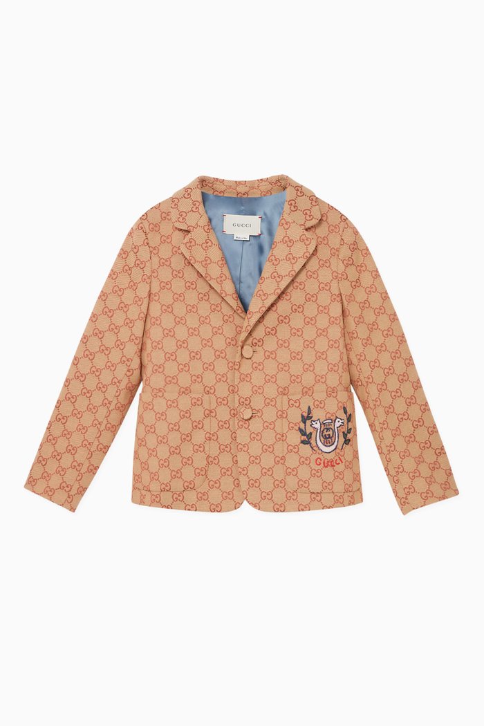 

GG Canvas Cotton Blazer, Neutral