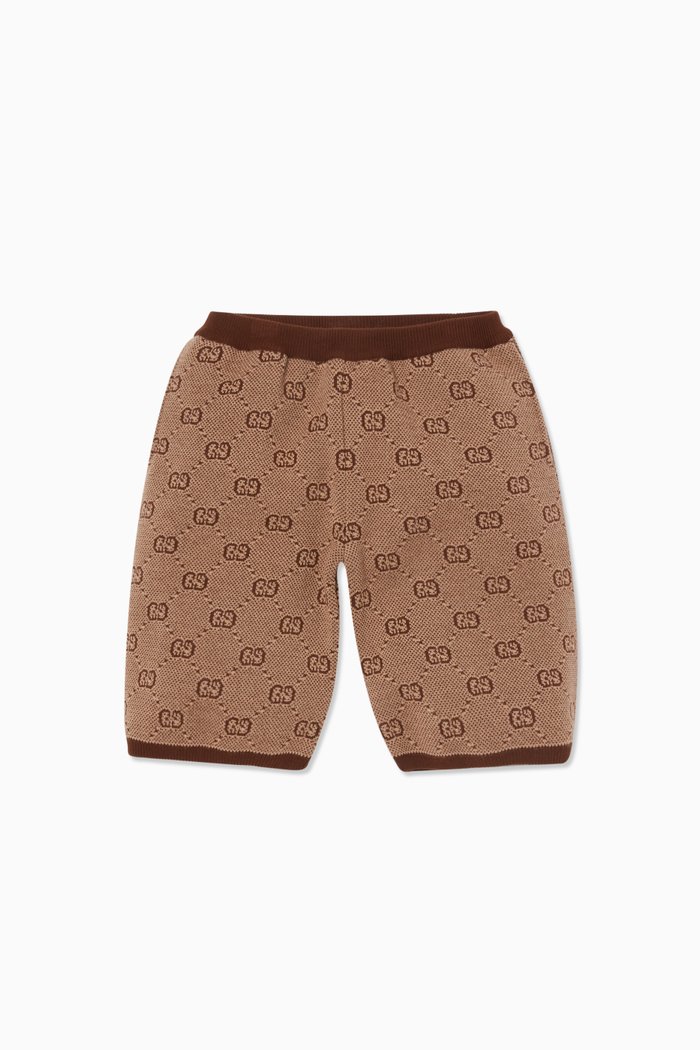 

GG Logo Knitted Shorts, Brown