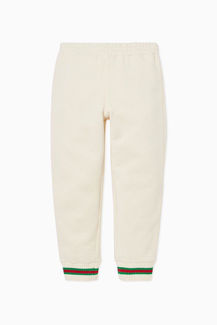 

Striped Cuff Cotton Track-pants, White
