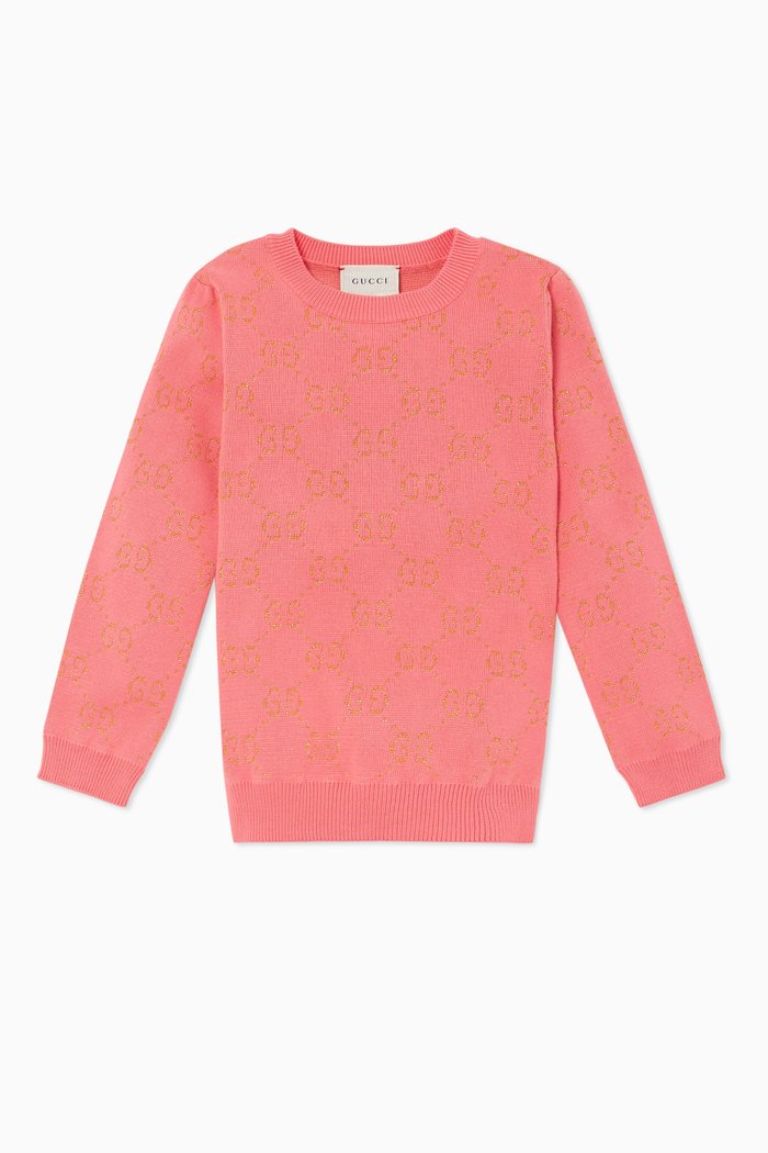 

GG Cotton Lamé Sweater, Pink