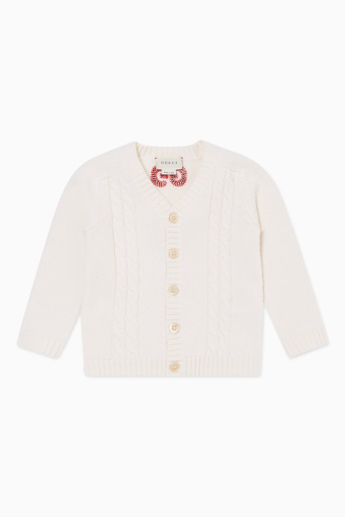

Logo Embroidered Cardigan, White