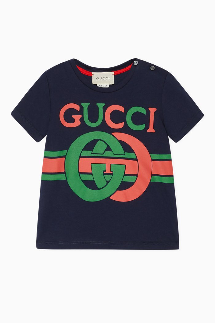 

GG Logo Print T-shirt, Blue