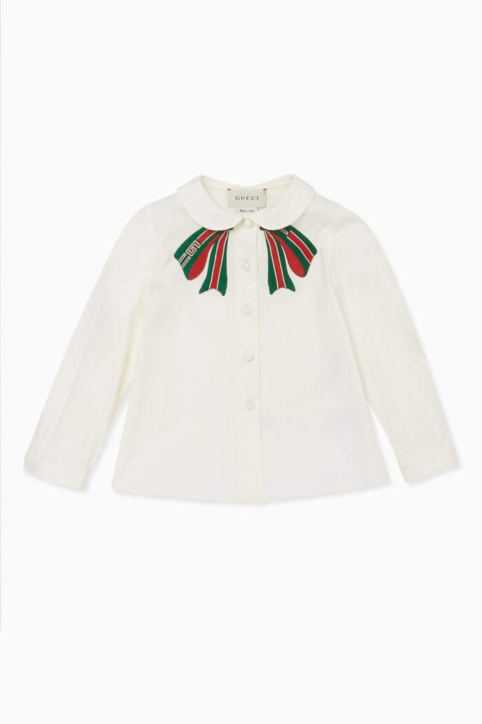 

Bow Embroidery Detail Shirt, White