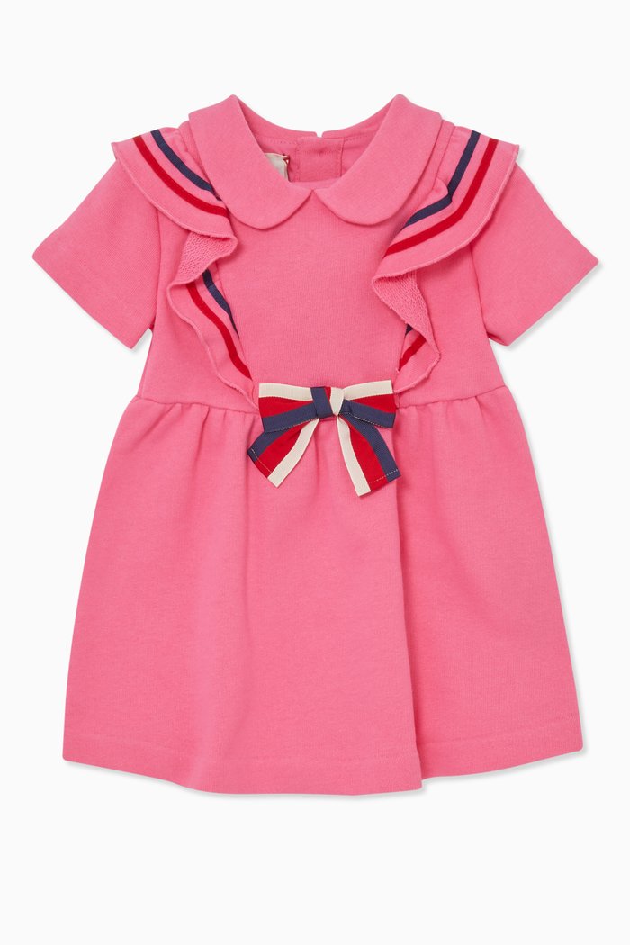 

Bow-Detail Ruffled Dress, Pink