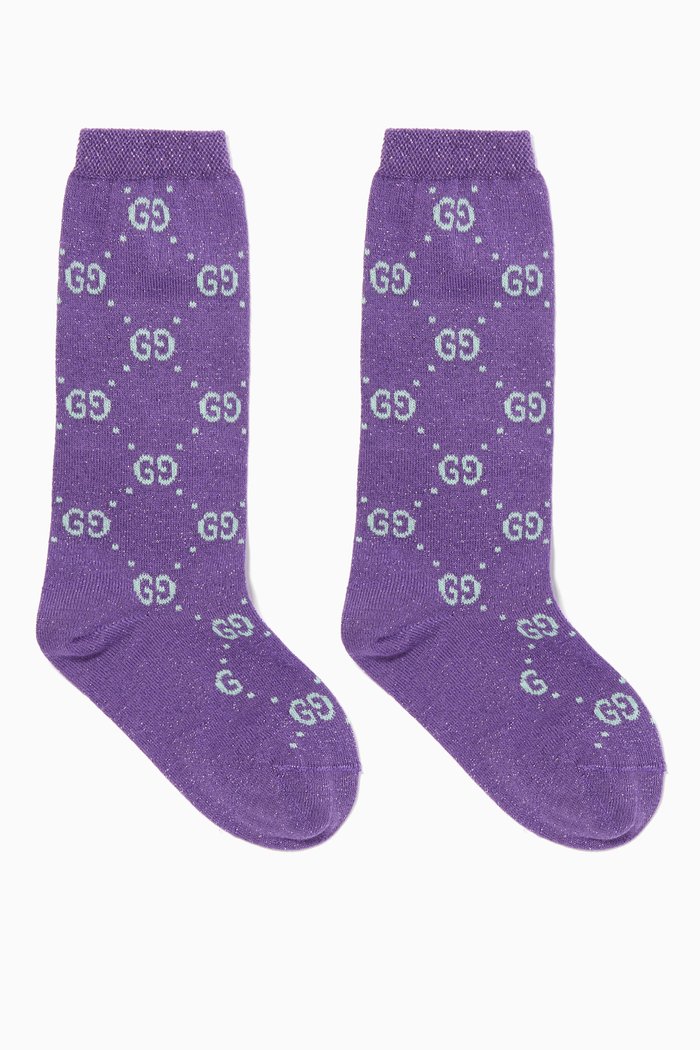 

Loggina GG Print Socks, Purple