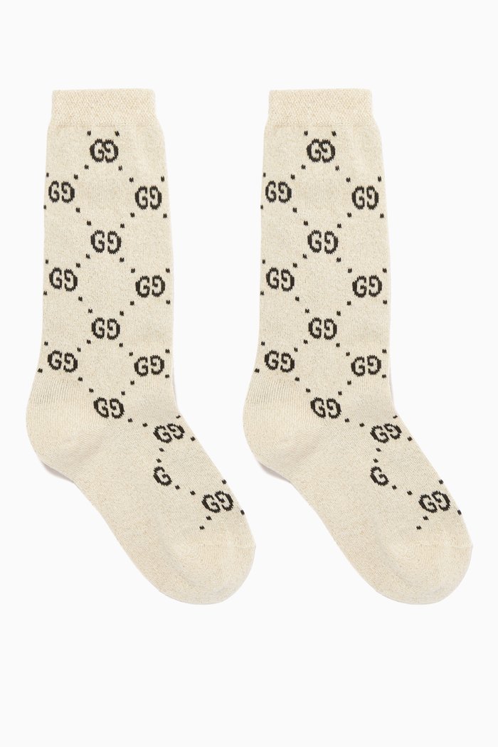 

Interlocking GG Socks, White
