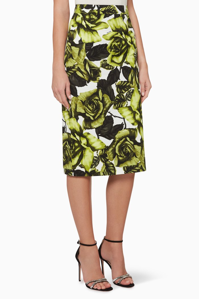 

Floral Print Cotton Skirt, Yellow
