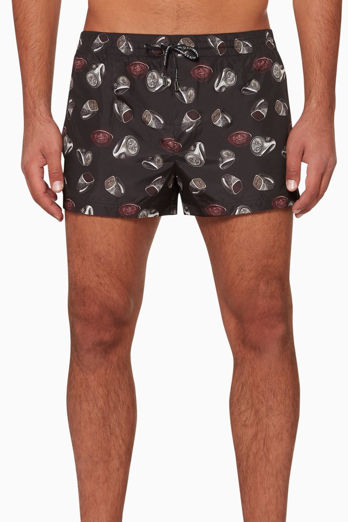 

Ring Print Swim Shorts, Black