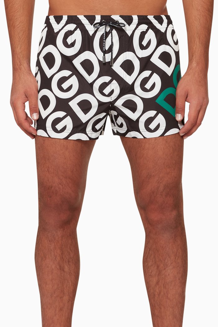 

Logomania Print Swim Shorts, Black