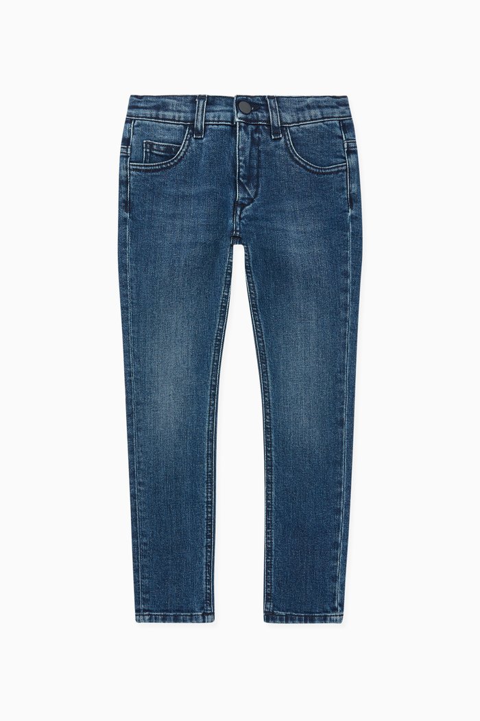 

Embroidered Logo Patch Jeans, Blue