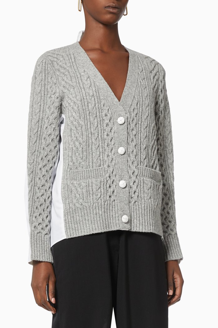 

Knit Cardigan in Wool, Grey