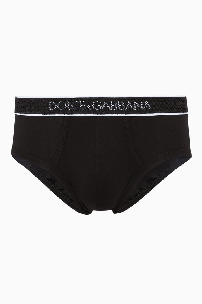 

Logo Stretch-Cotton Briefs, Black