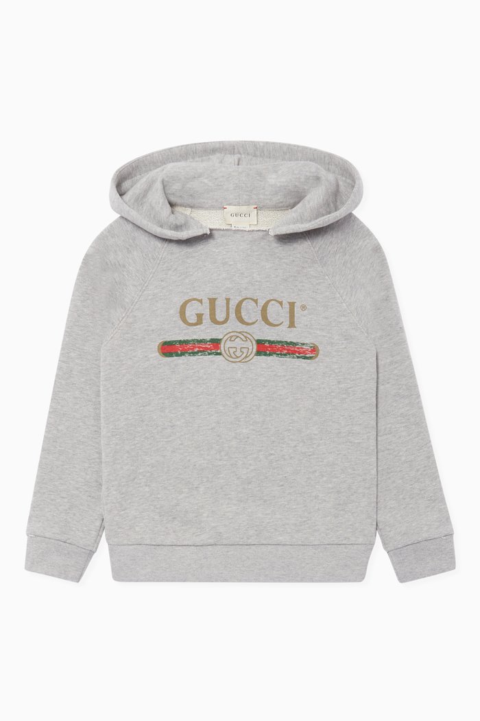

Logo Print Hooded Sweatshirt, Grey