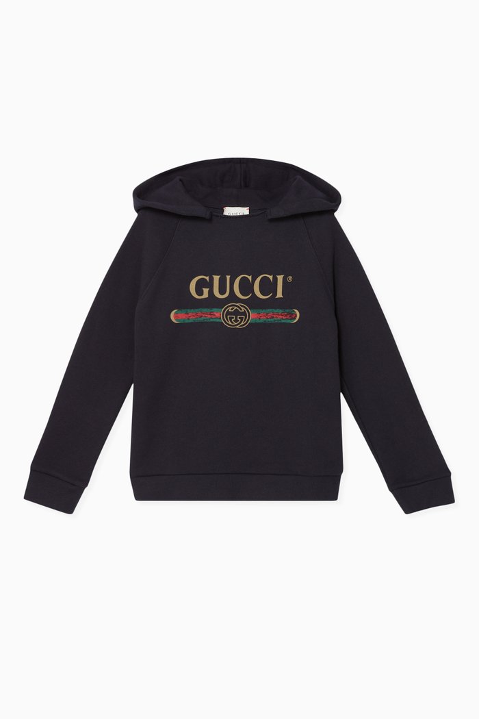 

Logo Print Hooded Sweatshirt, Blue
