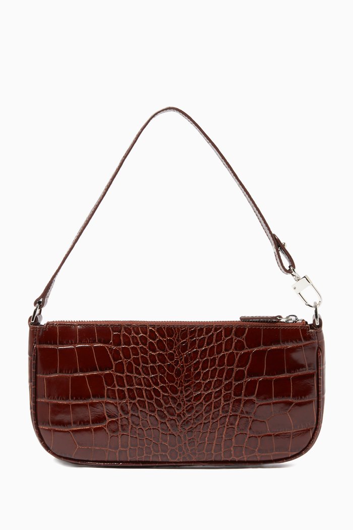 

Rachel Crocodile-Embossed Leather Bag, Brown