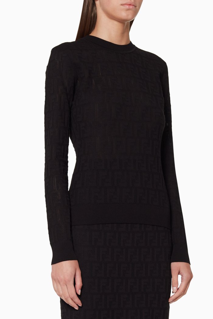 

Classic FF Mesh-Knit Sweater, Black