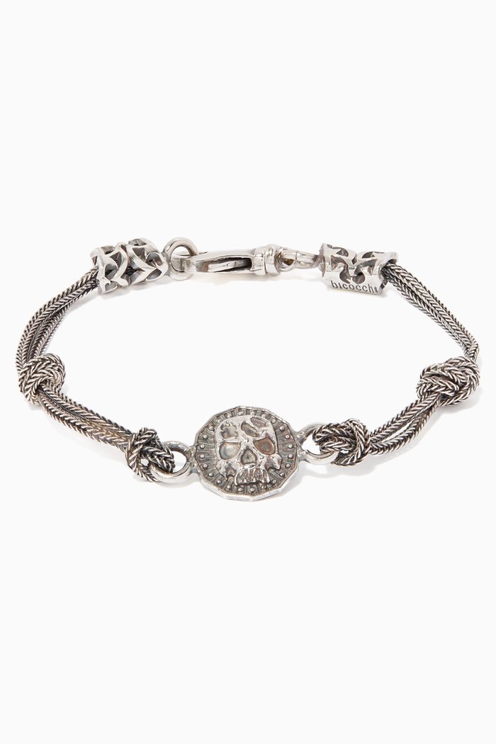 

Silver Skull Coin Chain Bracelet