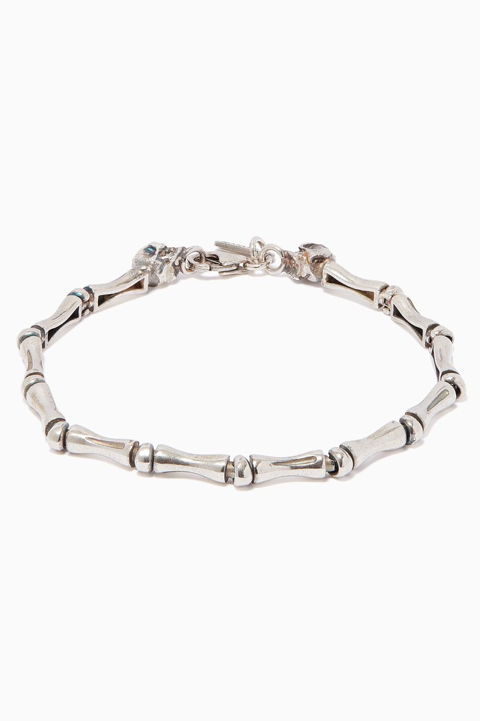 

Silver Bone & Double Skull Bracelet