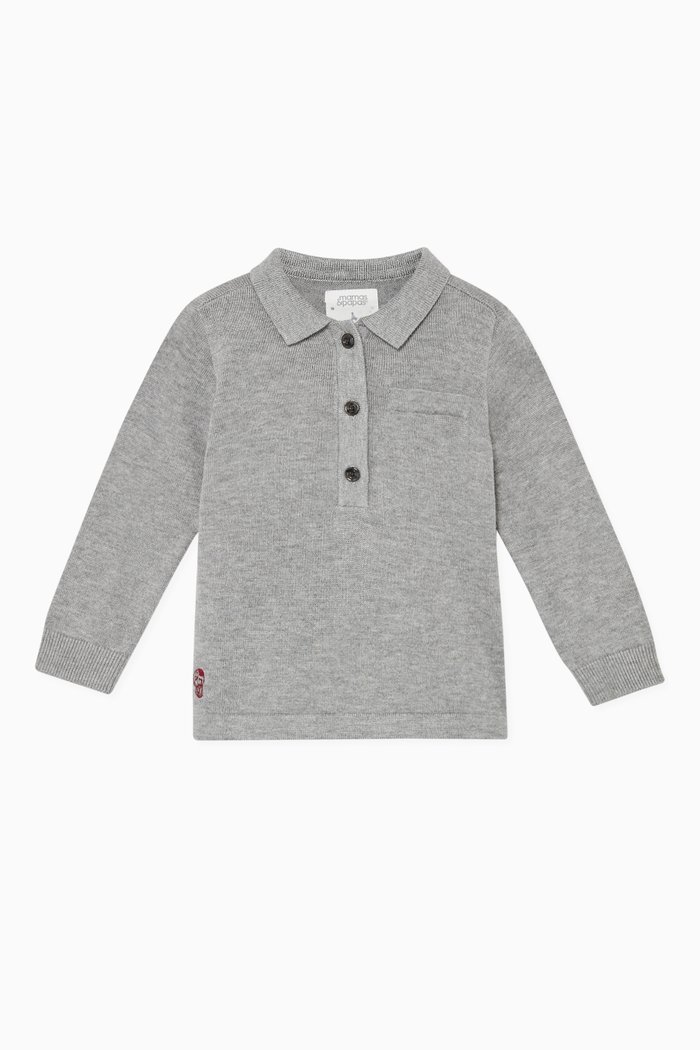 

Knitted Polo Shirt, Grey