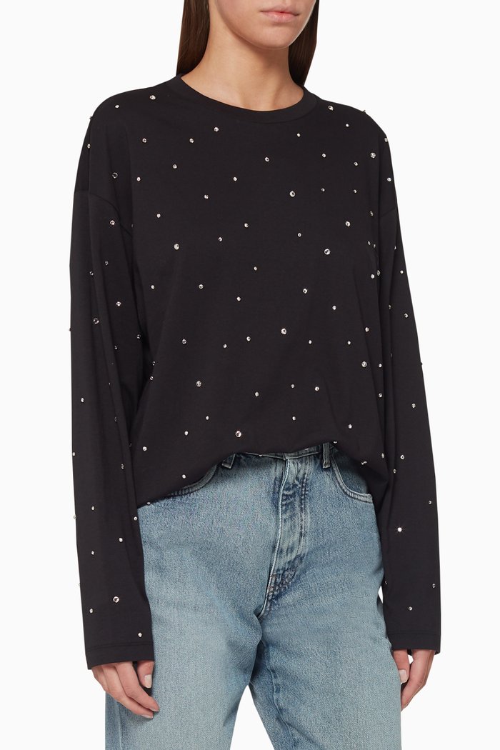 

Crystal Embellished Sweatshirt, Black