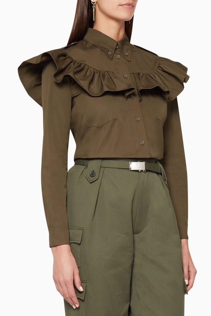 

Ruffled Khaki Shirt, Brown