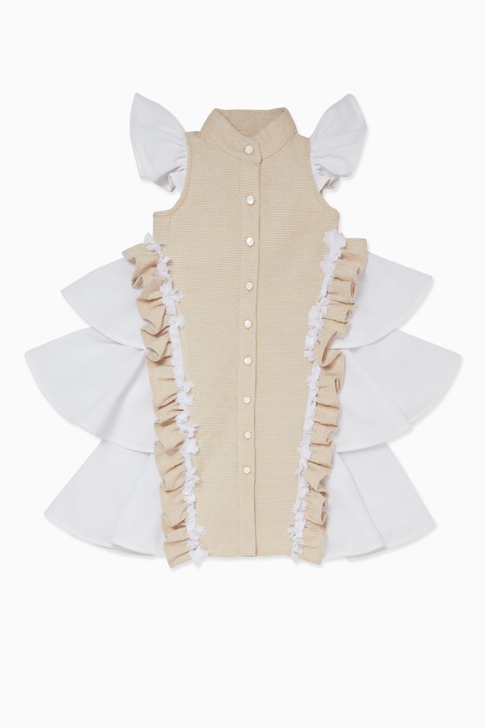 

Sleeveless Ruffle Shirt, Neutral