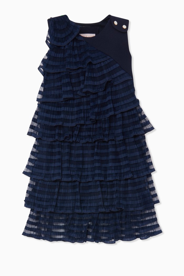 

Tiered Ruffle Dress, Blue