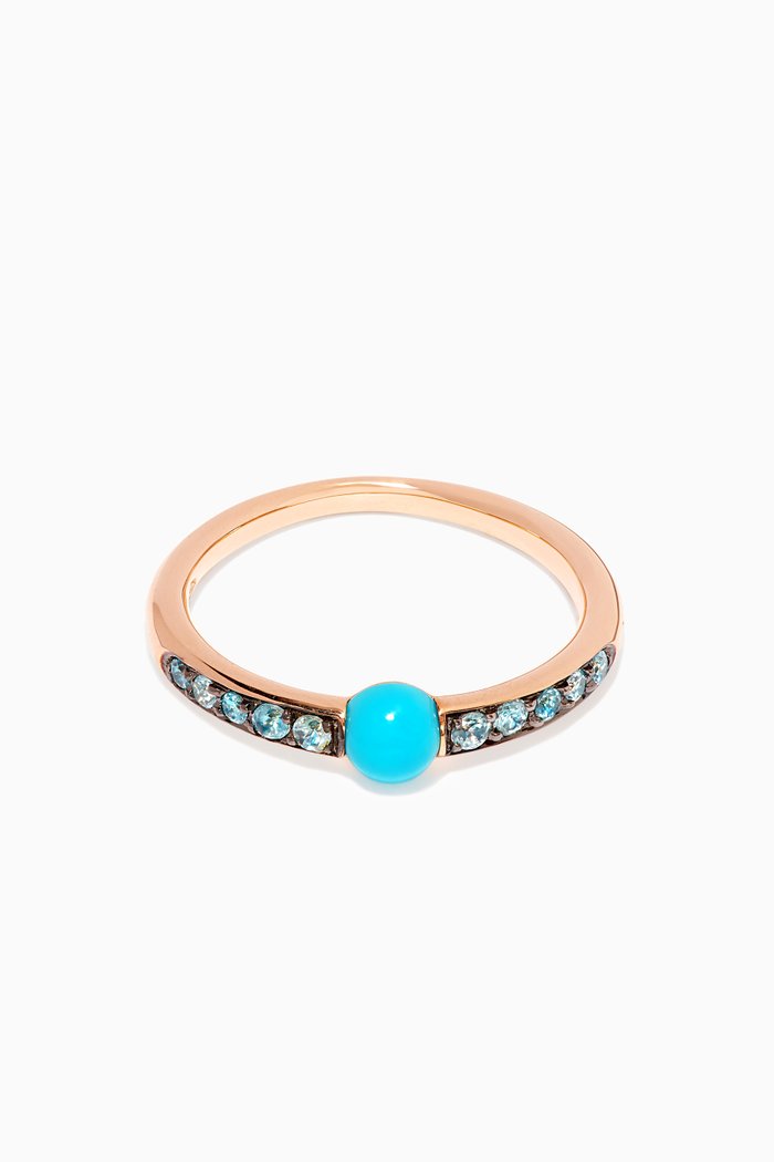

M'ama Non M'ama Turquoise & Zircon Ring, Rose gold