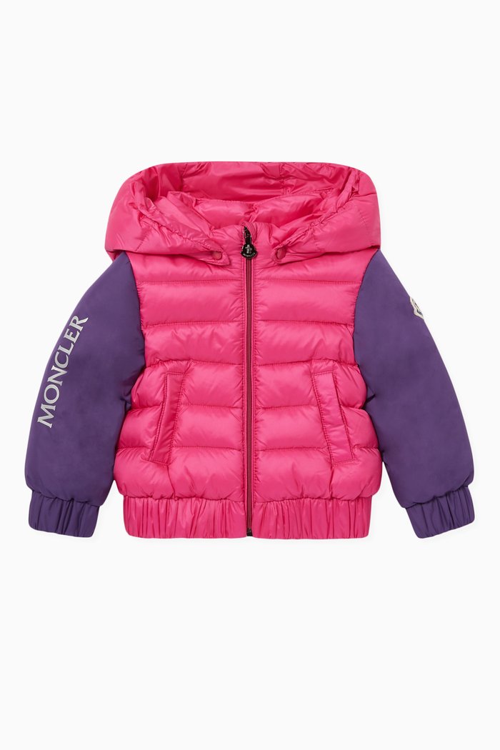 Colour-Blocked Down Jacket, Pink