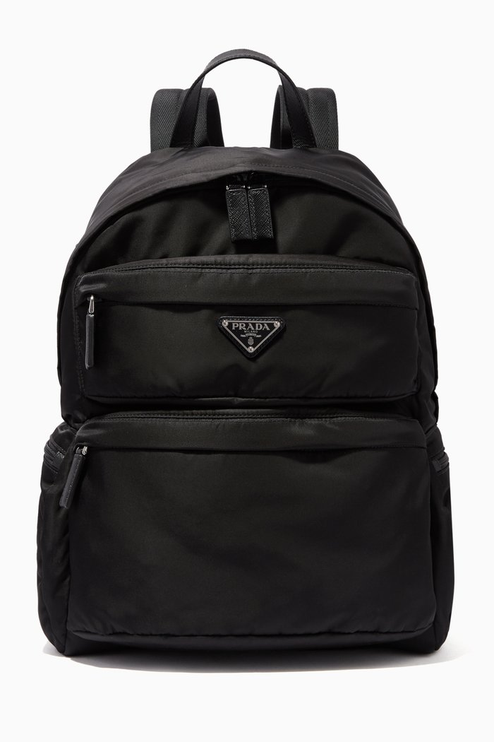 Logo Nylon Backpack, Black