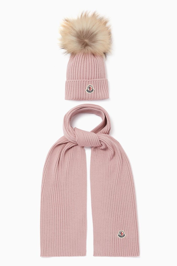 

Logo Patch Hat & Scarf Set, Pink
