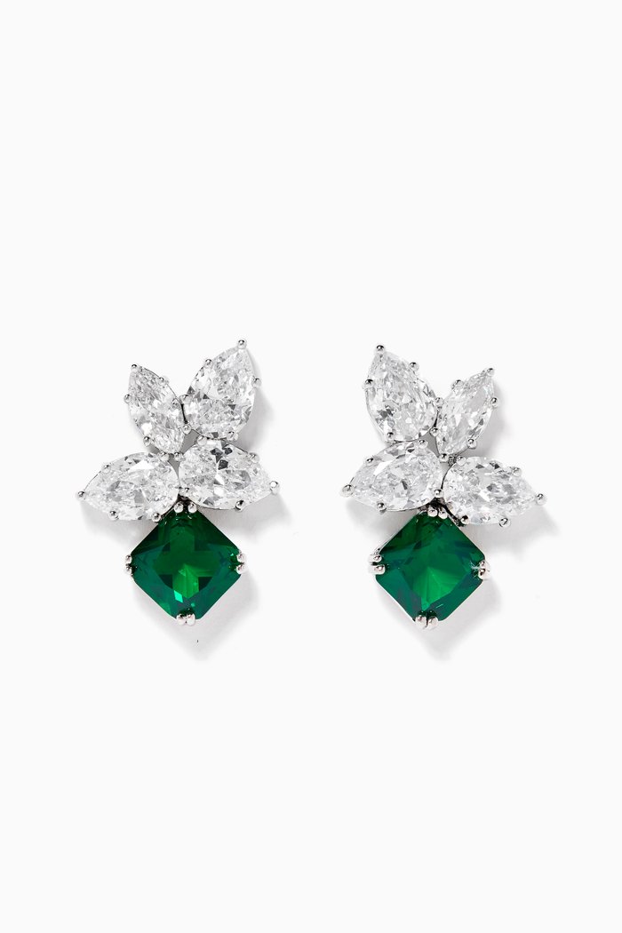 

Mixed Cluster Earrings, Green