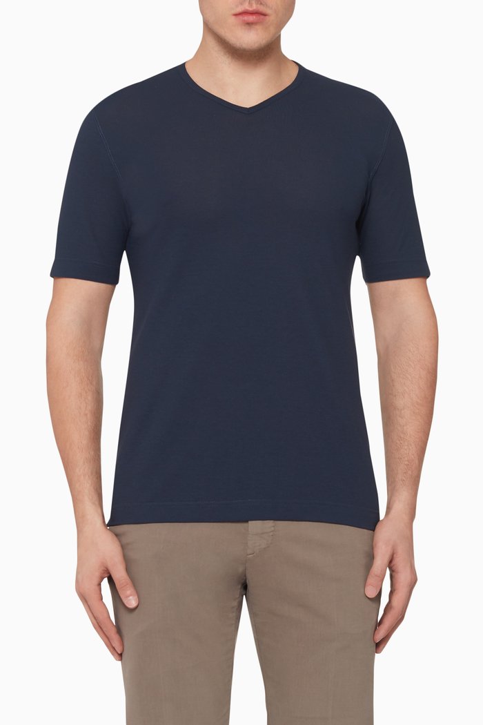 

V-Neck Ice Cotton T-Shirt, Blue