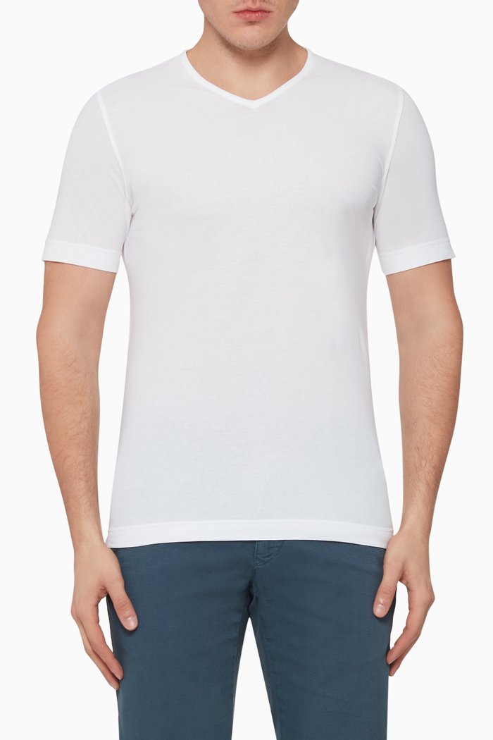 

V-Neck Ice Cotton T-Shirt, White