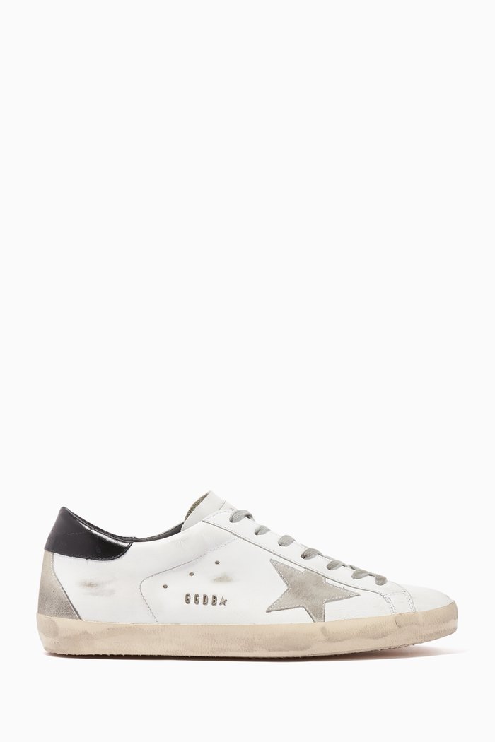 

Vintage-Finish Superstar Leather Sneakers, White