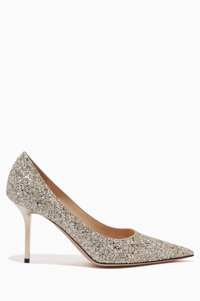 Love 85 Glitter Stiletto Pumps, Neutral
