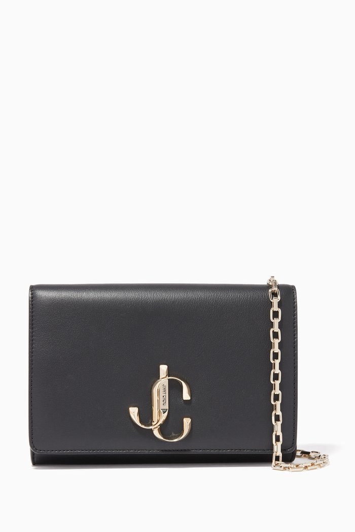 

Varenne Logo Calf Leather Clutch Bag, Black
