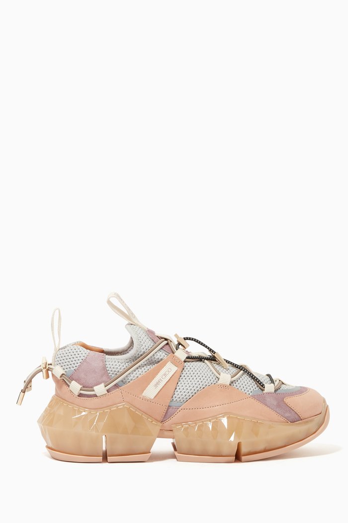 

Diamond Trail Mesh & Leather Sneakers, White
