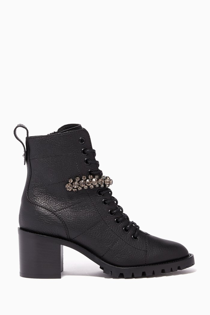 

Cruz Lace-Up Leather Boots, Black