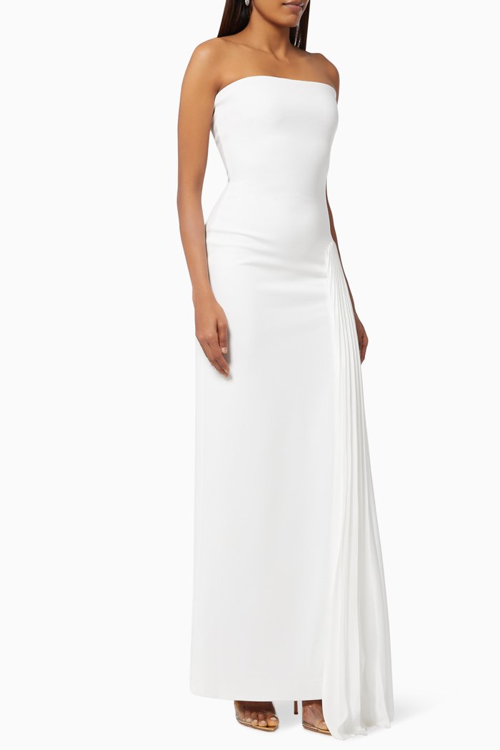 

Dolly Maxi Dress in Crepe Knit & Satin, White