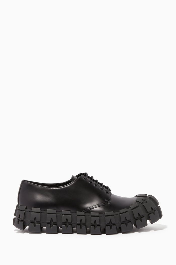 

Tyre Sole Leather Derby Shoes, Black