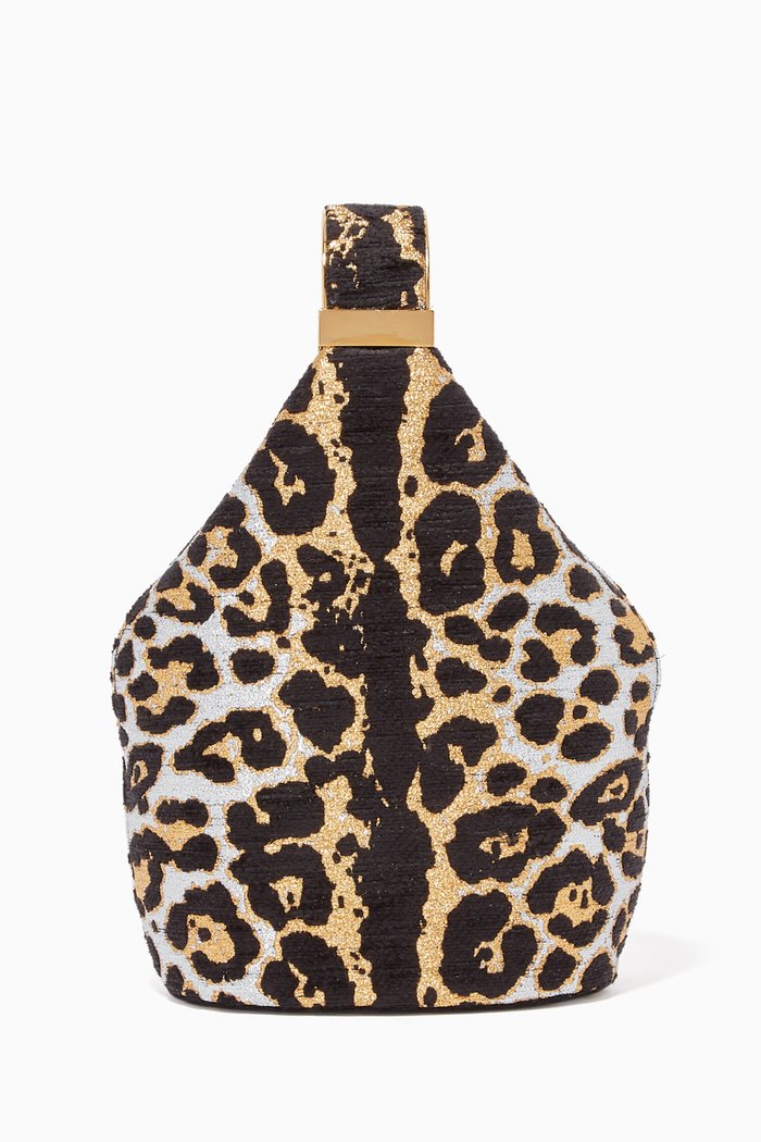 

Kit Leopard-Print Lurex Bag, Brown