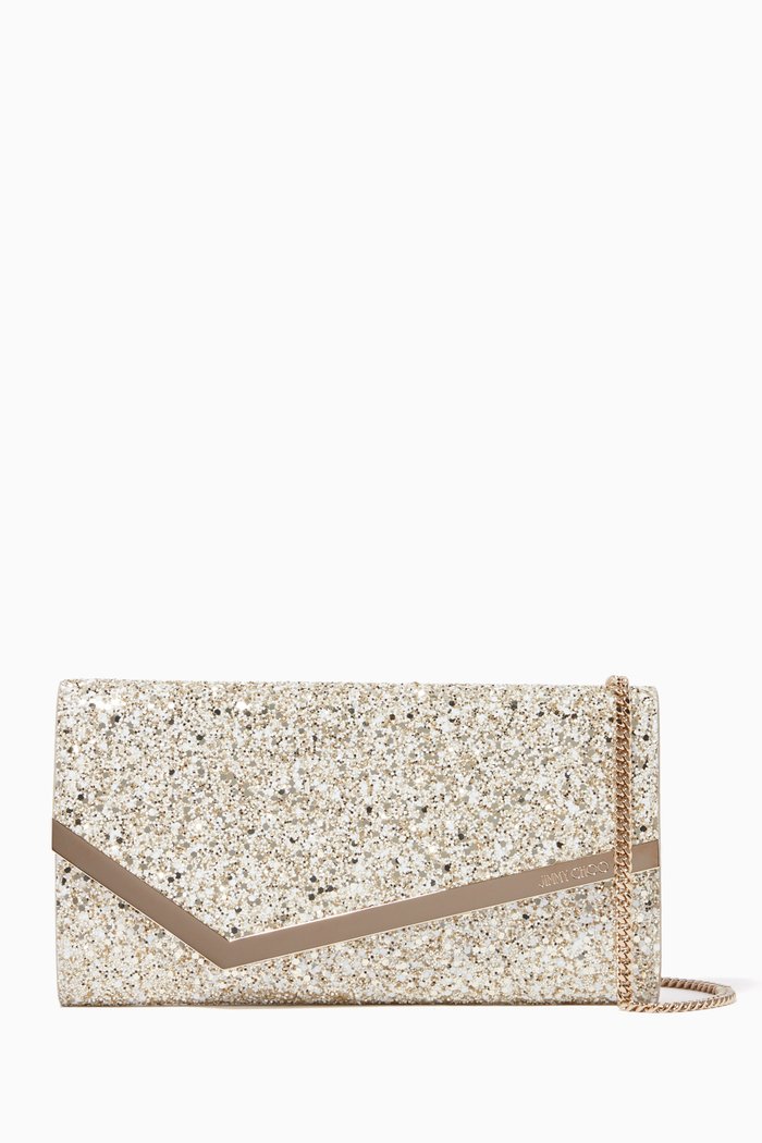 

Emmie Coarse Glitter Clutch, Neutral