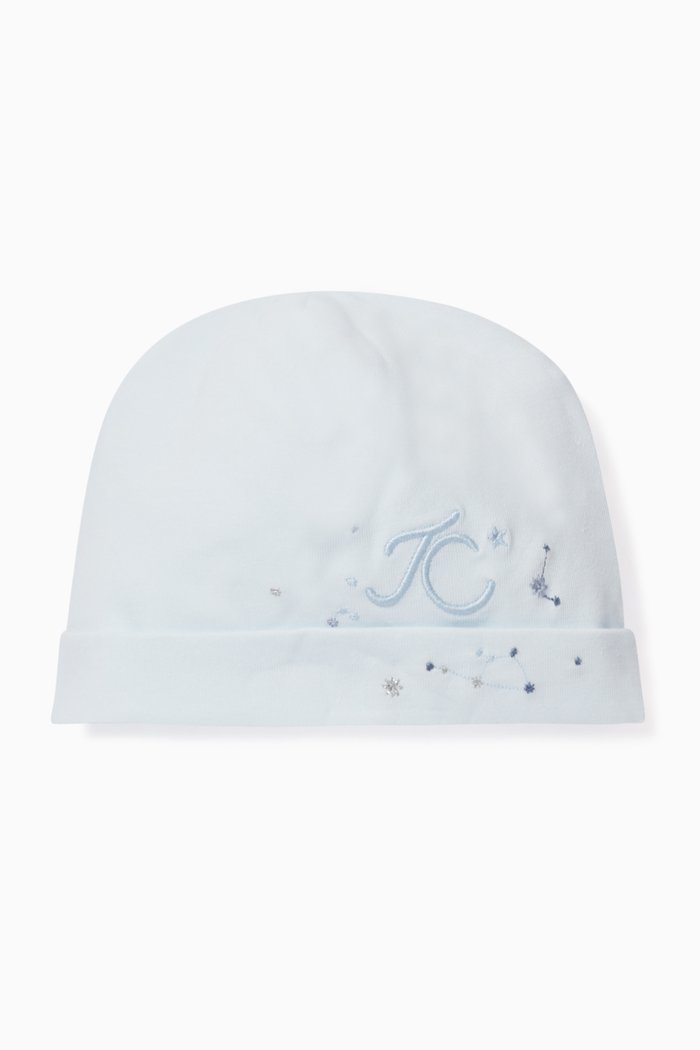 

Star Embroidered Knitted Hat, Blue